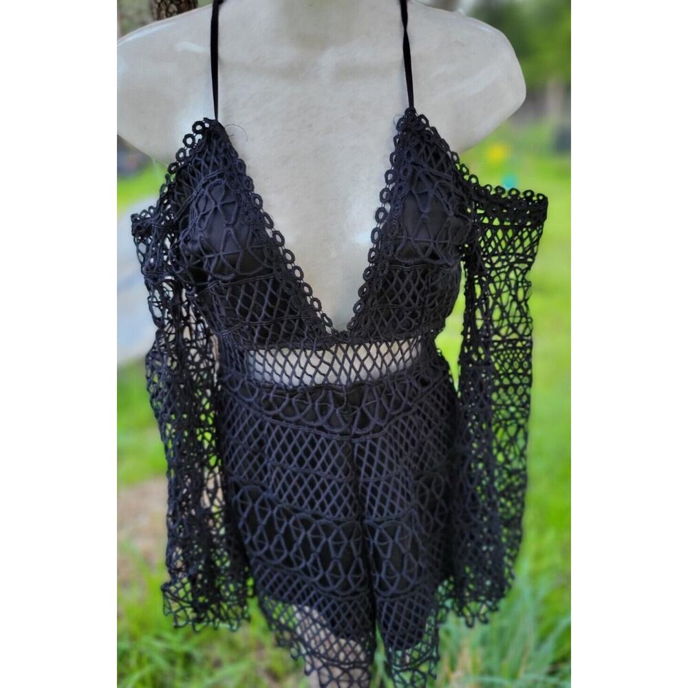 Solaris Style Net One Piece Short Jump Suit Zip U… - image 3